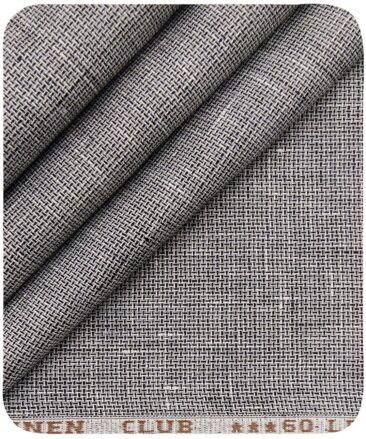 Linen Club Men's Blackish Grey 60 LEA Pure Linen Structured Unstitched Shirting Fabric (2.25 Meter)