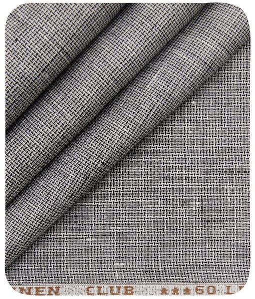 Linen Club Men's Blackish Grey 60 LEA Pure Linen Structured Unstitched Shirting Fabric (2.25 Meter)