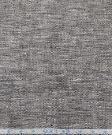 Linen Club Men's Grey 60 LEA Pure Linen Self Design Unstitched Shirting Fabric (2.25 Meter)