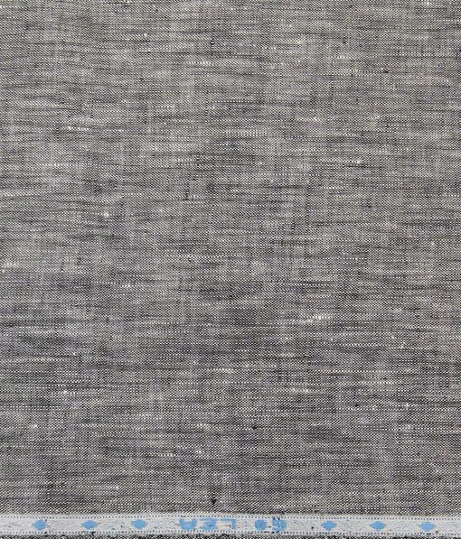 Linen Club Men's Grey 60 LEA Pure Linen Self Design Unstitched Shirting Fabric (2.25 Meter)