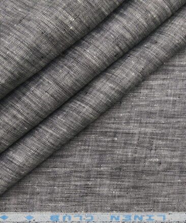 Linen Club Men's Grey 60 LEA Pure Linen Self Design Unstitched Shirting Fabric (2.25 Meter)