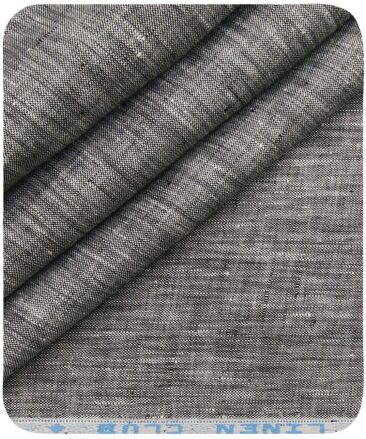 Linen Club Men's Grey 60 LEA Pure Linen Self Design Unstitched Shirting Fabric (2.25 Meter)