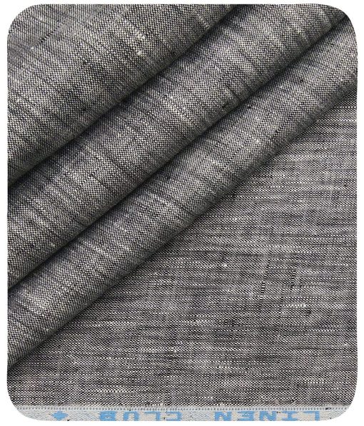 Linen Club Men's Grey 60 LEA Pure Linen Self Design Unstitched Shirting Fabric (2.25 Meter)