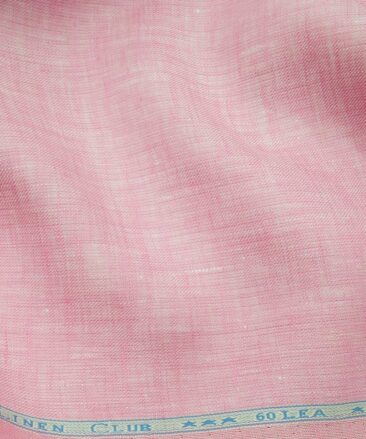 Linen Club Men's Rose Pink 60 LEA Pure Linen Self Design Unstitched Shirting Fabric (2.25 Meter)