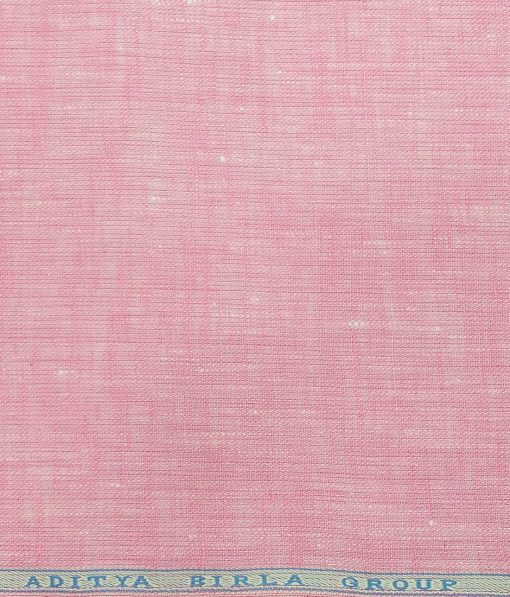 Linen Club Men's Rose Pink 60 LEA Pure Linen Self Design Unstitched Shirting Fabric (2.25 Meter)