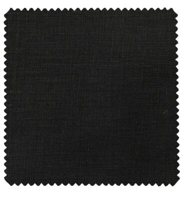 Linen Club Men's Pure 100% Linen Black Solid Unstitched Suiting Fabric (3M)