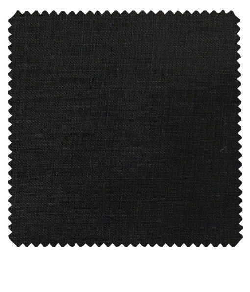 Linen Club Men's Pure 100% Linen Black Solid Unstitched Suiting Fabric (3M)