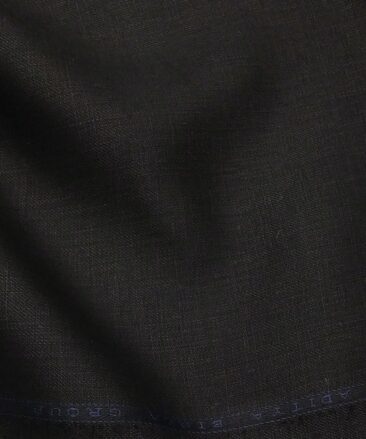 Linen Club Men's Pure 100% Linen Black Solid Unstitched Suiting Fabric (3M)