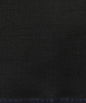 Linen Club Men's Pure 100% Linen Black Solid Unstitched Suiting Fabric (3M)