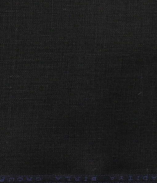 Linen Club Men's Pure 100% Linen Black Solid Unstitched Suiting Fabric (3M)