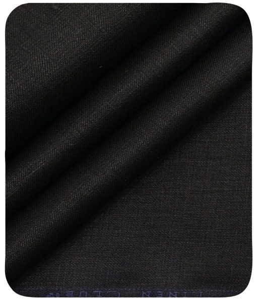 Linen Club Men's Pure 100% Linen Black Solid Unstitched Suiting Fabric - Image 5