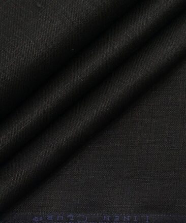 Linen Club Men's Pure 100% Linen Black Solid Unstitched Suiting Fabric (3M)