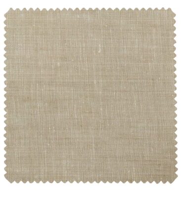 Linen Club Men's Pure 100% Linen Oat Beige Self Design Unstitched Suiting Fabric