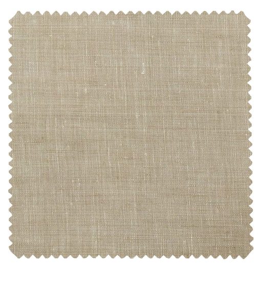 Linen Club Men's Pure 100% Linen Oat Beige Self Design Unstitched Suiting Fabric