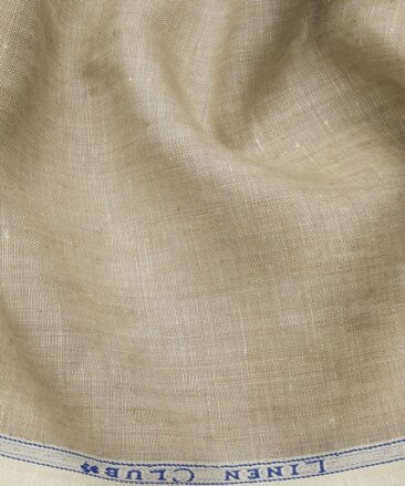 Linen Club Men's Pure 100% Linen Oat Beige Self Design Unstitched Suiting Fabric