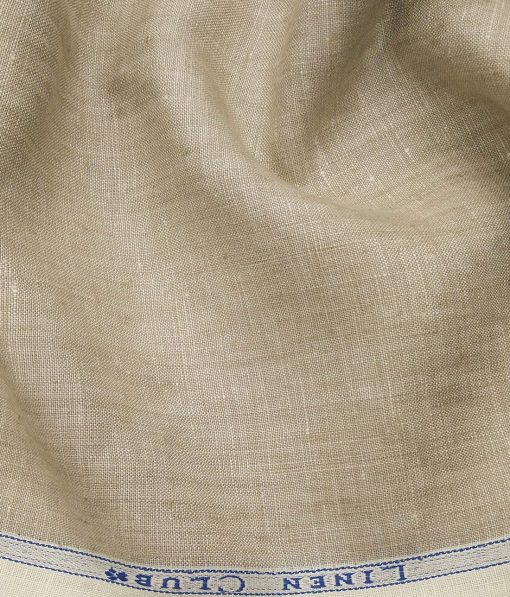 Linen Club Men's Pure 100% Linen Oat Beige Self Design Unstitched Suiting Fabric