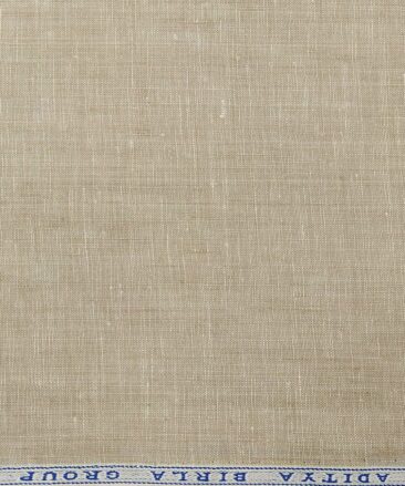 Linen Club Men's Pure 100% Linen Oat Beige Self Design Unstitched Suiting Fabric