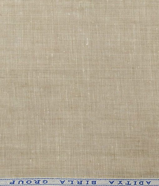 Linen Club Men's Pure 100% Linen Oat Beige Self Design Unstitched Suiting Fabric