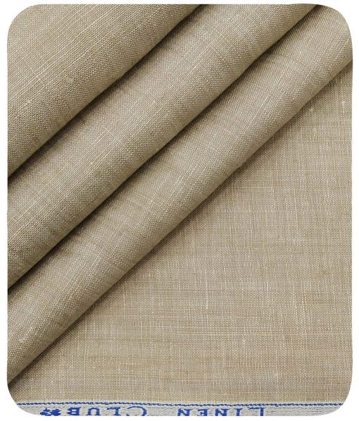 Linen Club Men's Pure 100% Linen Oat Beige Self Design Unstitched Suiting Fabric - Image 5