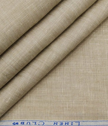 Linen Club Men's Pure 100% Linen Oat Beige Self Design Unstitched Suiting Fabric