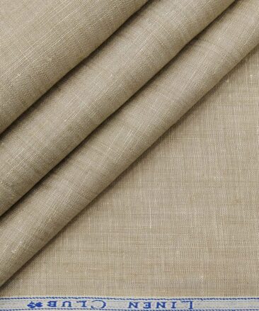 Linen Club Men's Pure 100% Linen Oat Beige Self Design Unstitched Suiting Fabric