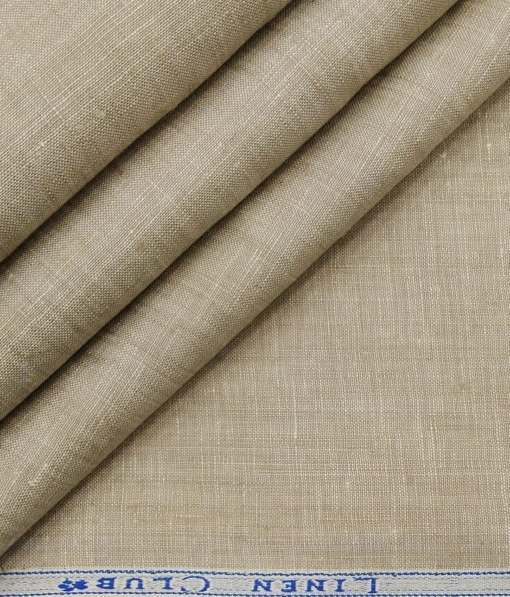 Linen Club Men's Pure 100% Linen Oat Beige Self Design Unstitched Suiting Fabric