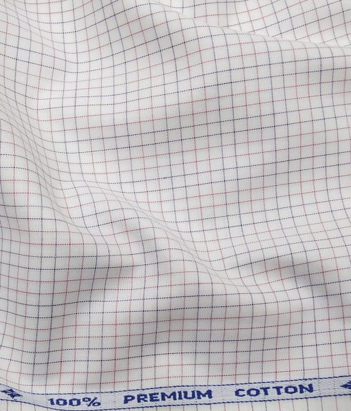 Arvind Men's Off-White 100% Premium Cotton Pink & Purple Checks Shirt Fabric (1.60 M)