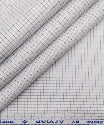 Arvind Men's White 100% Premium Cotton Purple & Black Checks Shirt Fabric (1.60 M)