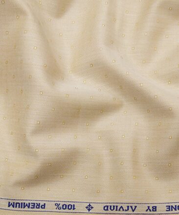 Arvind Men's Beige 100% Premium Cotton Self Dobby Shirt Fabric (1.60 M)