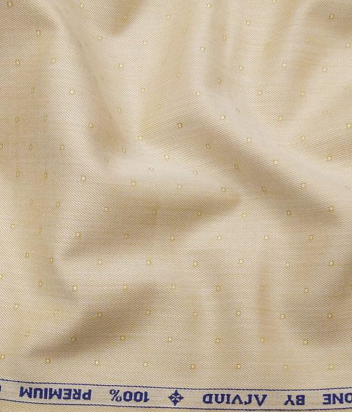 Arvind Men's Beige 100% Premium Cotton Self Dobby Shirt Fabric (1.60 M)