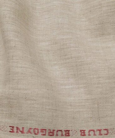 Burgoyne Men's Oat Beige 100% Irish Linen Self Design Unstitched Suiting Fabric (3 Meter)