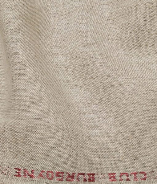 Burgoyne Men's Oat Beige 100% Irish Linen Self Design Unstitched Suiting Fabric (3 Meter)