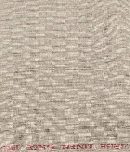 Burgoyne Men's Oat Beige 100% Irish Linen Self Design Unstitched Suiting Fabric (3 Meter)