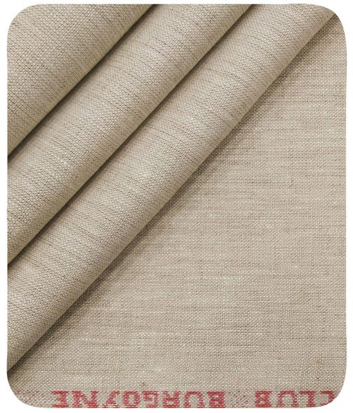 Burgoyne Men's Oat Beige 100% Irish Linen Self Design Unstitched Suiting Fabric - Image 5