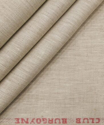 Burgoyne Men's Oat Beige 100% Irish Linen Self Design Unstitched Suiting Fabric (3 Meter)