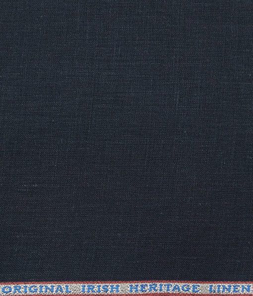 Burgoyne Men's Dark Royal Blue 100% Irish Linen Unstitched Trouser Fabric (1.30 Meter)