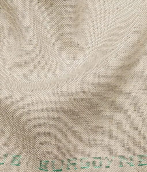 Burgoyne Men's Oat Meal Beige Jute Weave 100% Irish Linen Unstitched Suiting Fabric (3 Meter)