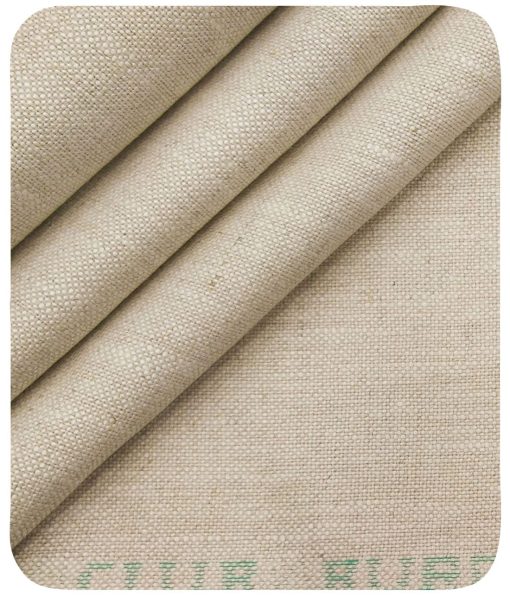 Burgoyne Men's Oat Meal Beige Jute Weave 100% Irish Linen Unstitched Suiting Fabric - Image 5