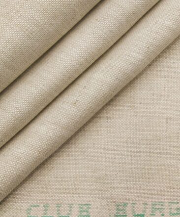 Burgoyne Men's Oat Meal Beige Jute Weave 100% Irish Linen Unstitched Suiting Fabric (3 Meter)