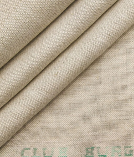 Burgoyne Men's Oat Meal Beige Jute Weave 100% Irish Linen Unstitched Suiting Fabric (3 Meter)