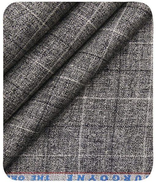 Burgoyne Men's Grey Checks 100% Irish Linen Unstitched Suiting Fabric - Image 5