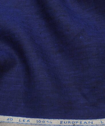 J.Hampstead Men's Dark Royal Blue 40 LEA 100% European Linen Solid Unstitched Suiting Fabric (3 Meter)