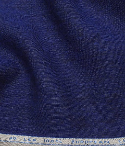 J.Hampstead Men's Dark Royal Blue 40 LEA 100% European Linen Solid Unstitched Suiting Fabric (3 Meter)