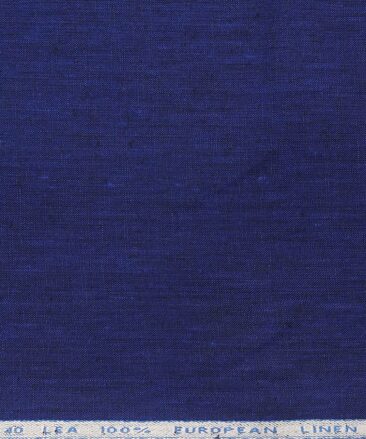 J.Hampstead Men's Dark Royal Blue 40 LEA 100% European Linen Solid Unstitched Suiting Fabric (3 Meter)