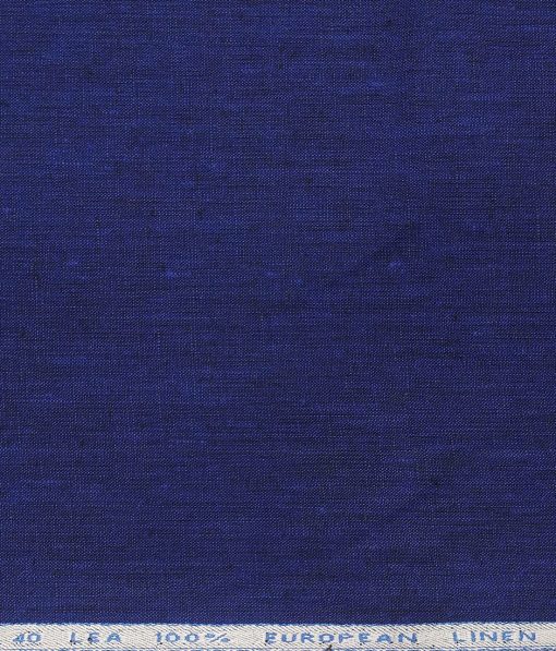 J.Hampstead Men's Dark Royal Blue 40 LEA 100% European Linen Solid Unstitched Suiting Fabric (3 Meter)