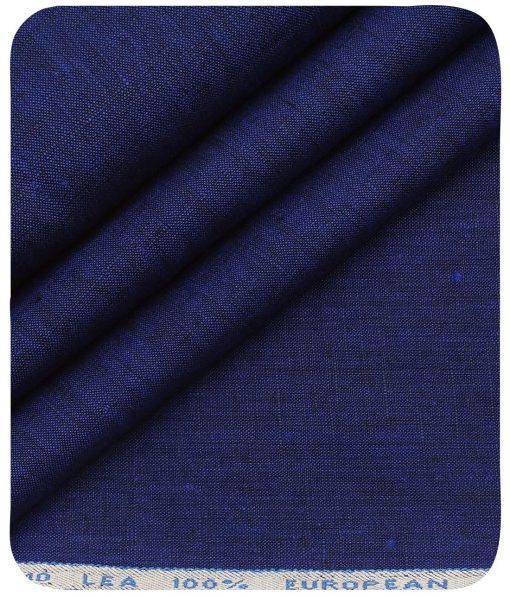 J.Hampstead Men's Dark Royal Blue 40 LEA 100% European Linen Solid Unstitched Suiting Fabric - Image 5