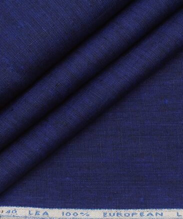 J.Hampstead Men's Dark Royal Blue 40 LEA 100% European Linen Solid Unstitched Suiting Fabric (3 Meter)