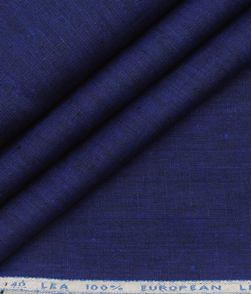 J.Hampstead Men's Dark Royal Blue 40 LEA 100% European Linen Solid Unstitched Suiting Fabric (3 Meter)