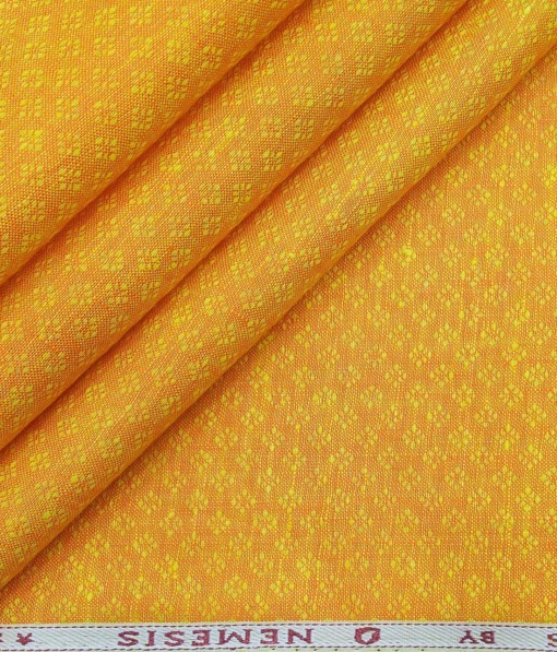 Nemesis Men's Bright Orange 100% Irish Linen Dobby Shirting Fabric (2.25 Meter)