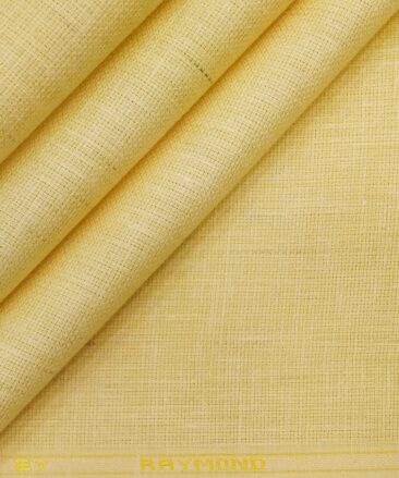 Raymond Men's Light Yellow  Polyester Cotton Khadi Look Structured Shirting Fabric